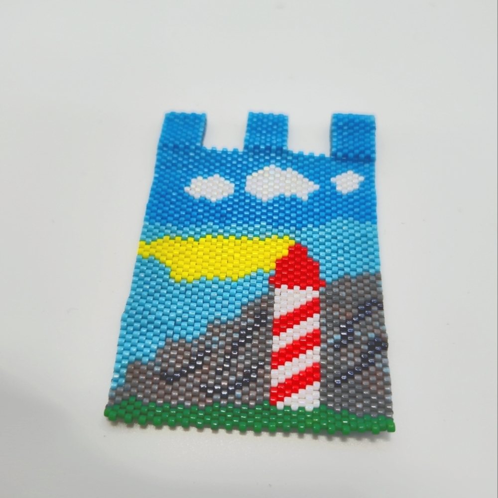 Handmade beaded Lighthouse Pendant